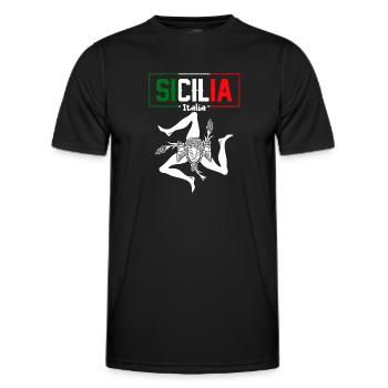 Sizilien flagge Sizilien Palermo Italien - Männer Funktions-T-Shirt - Schwarz - Vorne - AI Model Male 178 dark (178cm)