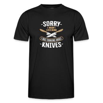 Butcher Knife Knife Knife Collector - Men's Functional T-Shirt - black - Front - AI Model Male 178 dark (178cm)