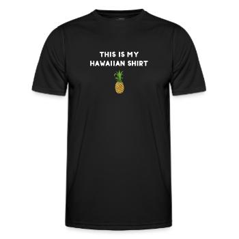 This is my Hawaiian Shirt - Men's Functional T-Shirt - black - Front - AI Model Male 178 dark (178cm)