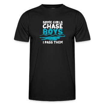 Swimming Funny swimmer Some girls hunt - Men's Functional T-Shirt - black - Front - AI Model Male 178 dark (178cm)