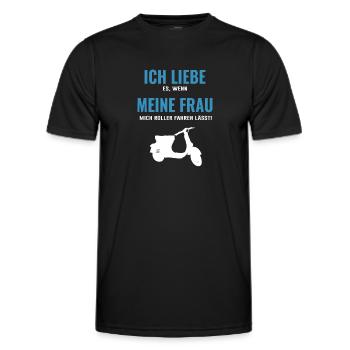 Ich liebe meine Frau wenn sie mich Roller fahren - Männer Funktions-T-Shirt - Schwarz - Vorne - AI Model Male 178 dark (178cm)