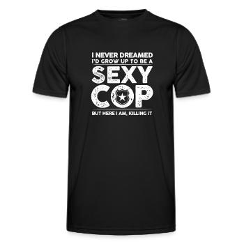 Je n’ai jamais rêvé que je grandisse pour devenir un flic sexy Design - T-shirt sport Homme - noir - Devant - AI Model Male 178 dark (178cm)