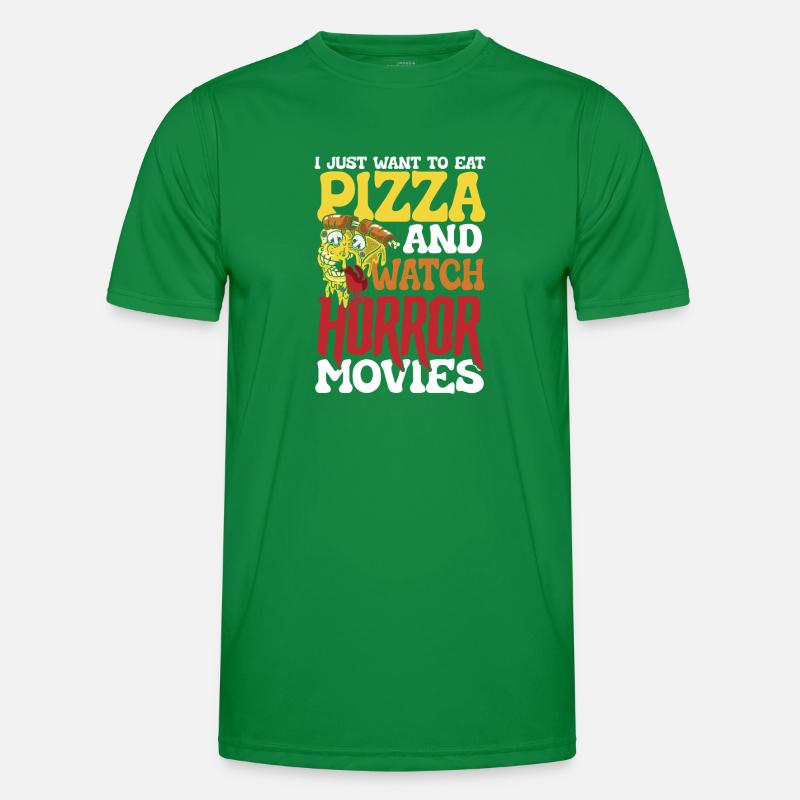 Pizza Essen & Horror Männer Funktions-T-Shirt