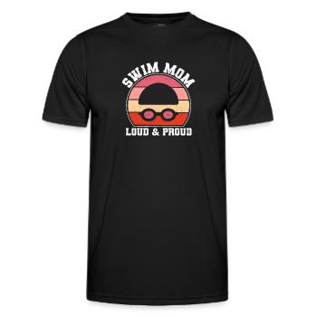 Funny Swimming Team Mum Mother's Day Swim Mom Loud - Men's Functional T-Shirt - black - Front - AI Model Male 178 dark (178cm)