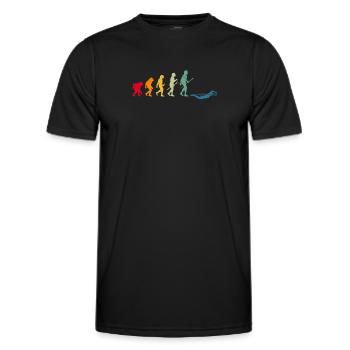 Schwimmen Evolution des Menschen Lustiger Schwimme - Männer Funktions-T-Shirt - Schwarz - Vorne - AI Model Male 178 dark (178cm)