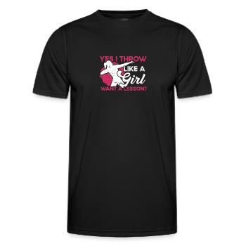 Ich Werfe Wie Ein Mädchen - Männer Funktions-T-Shirt - Schwarz - Vorne - AI Model Male 178 dark (178cm)