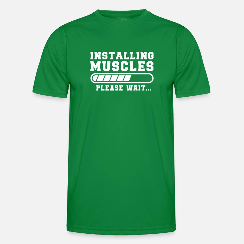Installing Muscles Please Wait Funny Gym Training Männer Funktions-T-Shirt