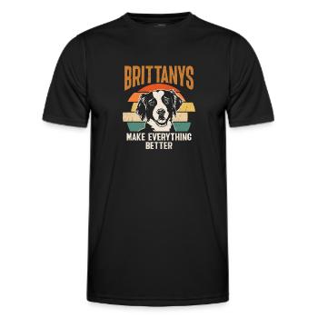 Français Bretagne Épagneul Epagneul Breton Cadeau - T-shirt sport Homme - noir - Devant - AI Model Male 178 dark (178cm)
