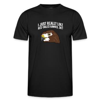 J’aime beaucoup les buses à queue rouge. - T-shirt sport Homme - noir - Devant - AI Model Male 178 dark (178cm)