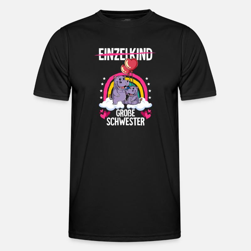 Ich werde Große Schwester Nilpferde - Männer Funktions-T-Shirt - Schwarz