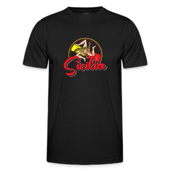 Sizilien flagge Sizilien Palermo Italien - Männer Funktions-T-Shirt - Schwarz - Vorne - AI Model Male 178 dark (178cm)