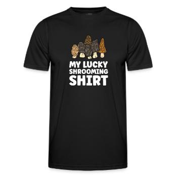 Morchelpilzjagd My Lucky Shrooming - Männer Funktions-T-Shirt - Schwarz - Vorne - AI Model Male 178 dark (178cm)