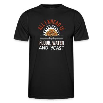 Tout ce dont j'ai besoin, c'est de l'eau de farine et de la levure pour faire de la pizza - T-shirt sport Homme - noir - Devant - AI Model Male 178 dark (178cm)