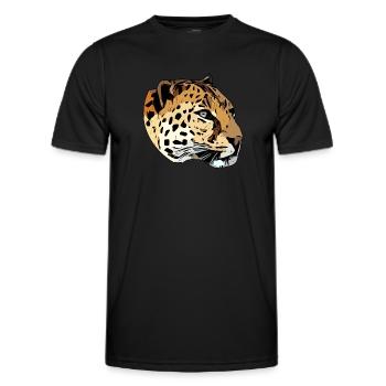 Leopard animal head predator animal motif with wild animals - Men's Functional T-Shirt - black - Front - AI Model Male 178 dark (178cm)