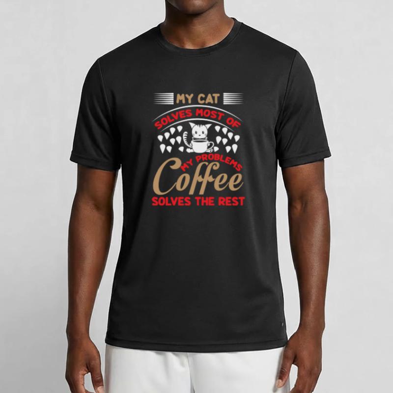 My cat solves most of my problems coffee solves Men's Functional T-Shirt