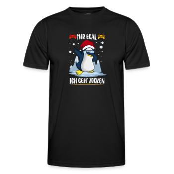 Egal Ich Geh Zocken Gaming Anti Weihnachts Shirt - Männer Funktions-T-Shirt - Schwarz - Vorne - AI Model Male 178 dark (178cm)