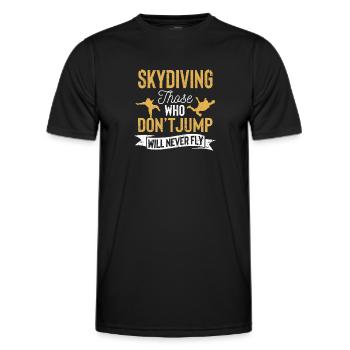 Skydiving Skydiving Parachuting - Men's Functional T-Shirt - black - Front - AI Model Male 178 dark (178cm)