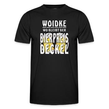 Beer Woidke Où se trouve le couvercle du prix de la bière - T-shirt sport Homme - noir - Devant - AI Model Male 178 dark (178cm)