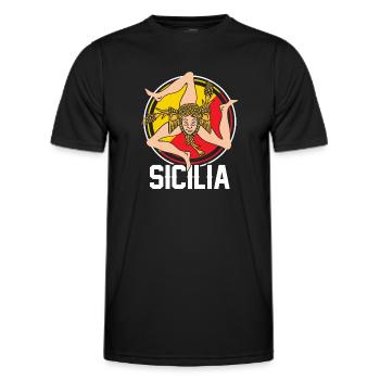 Sicily flag Sicily Palermo Italy - Men's Functional T-Shirt - black - Front - AI Model Male 178 dark (178cm)