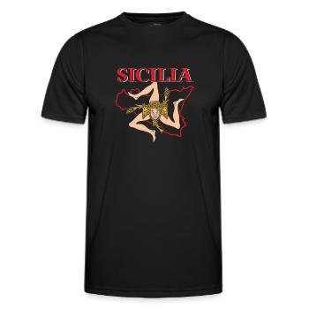 Sicily flag Sicily Palermo Italy - Men's Functional T-Shirt - black - Front - AI Model Male 178 dark (178cm)
