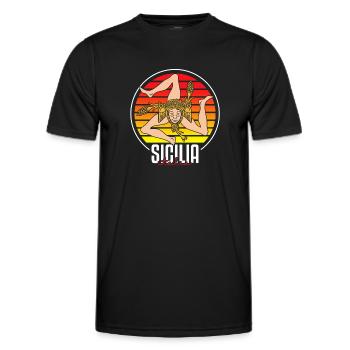 Sizilien flagge Sizilien Palermo Italien - Männer Funktions-T-Shirt - Schwarz - Vorne - AI Model Male 178 dark (178cm)