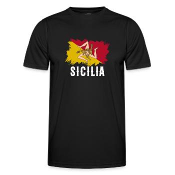 Sicily flag Sicily Palermo Italy - Men's Functional T-Shirt - black - Front - AI Model Male 178 dark (178cm)