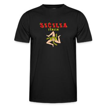 Sicily flag Sicily Palermo Italy - Men's Functional T-Shirt - black - Front - AI Model Male 178 dark (178cm)