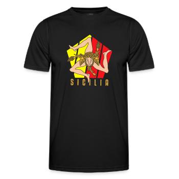 Sicily flag Sicily Palermo Italy - Men's Functional T-Shirt - black - Front - AI Model Male 178 dark (178cm)