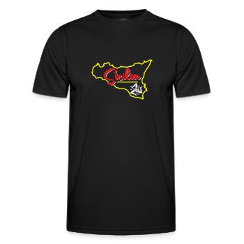 Sicily flag Sicily Palermo Italy - Men's Functional T-Shirt - black - Front - AI Model Male 178 dark (178cm)