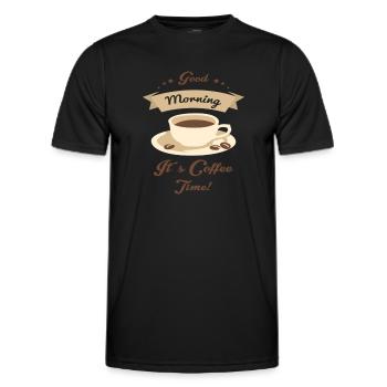 Bonjour, c’est l’heure du café - T-shirt sport Homme - noir - Devant - AI Model Male 178 dark (178cm)