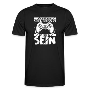 Ich Habe Mein Spiel Pausiert Um Hier Zu Sein Spiel - Männer Funktions-T-Shirt - Schwarz - Vorne - AI Model Male 178 dark (178cm)