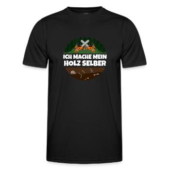 Ich mache mein Holz selber Kettensäge überkreuzt - Männer Funktions-T-Shirt - Schwarz - Vorne - AI Model Male 178 dark (178cm)