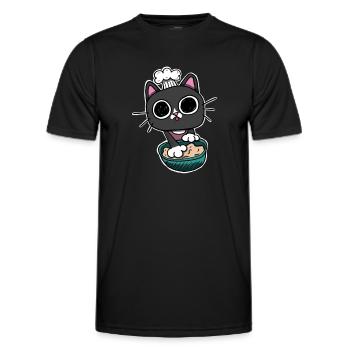 Kitty making Biscuits Cat Black - Men's Functional T-Shirt - black - Front - AI Model Male 178 dark (178cm)