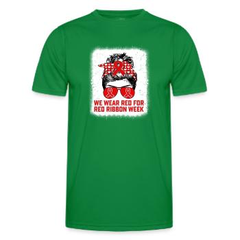 We Wear Red For Red Ribbon Week Awareness Teacher - Men's Functional T-Shirt - kelly green - Front - AI Model Male 178 dark (178cm)