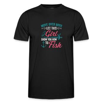 Angeln Mädchen Rod Fisher Fish Fisherman Fishing - Männer Funktions-T-Shirt - Schwarz - Vorne - AI Model Male 178 dark (178cm)