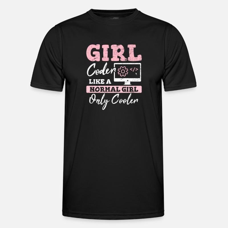 Funny Girl Coder Computer Programming Code Web Dev - Männer Funktions-T-Shirt - Schwarz