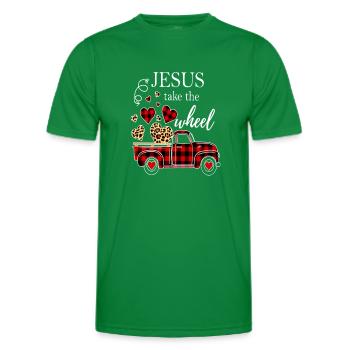 Noël Jésus prend le volant - T-shirt sport Homme - vert - Devant - AI Model Male 178 dark (178cm)