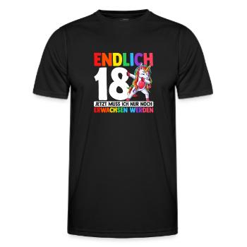 Endlich 18 Jetzt Muss Ich Nur Noch Erwachsen Werde - Männer Funktions-T-Shirt - Schwarz - Vorne - AI Model Male 178 dark (178cm)