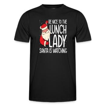 Soyez NIce au déjeuner que Lady Santa regarde - T-shirt sport Homme - noir - Devant - AI Model Male 178 dark (178cm)
