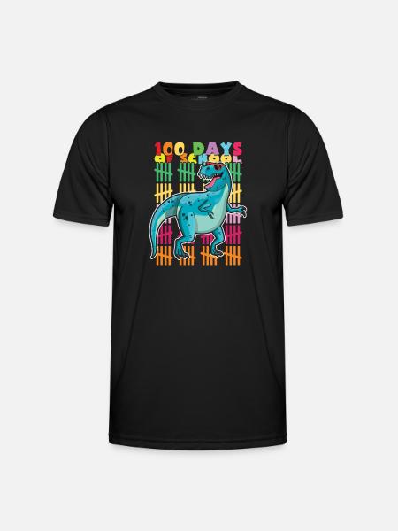 School 100th Day Dinosaur 100 Days Of School - Men's Functional T-Shirt - black