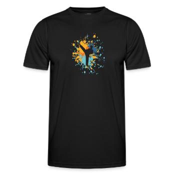 Éclaboussure de couleur Karaté Highkick - T-shirt sport Homme - noir - Devant - AI Model Male 178 dark (178cm)