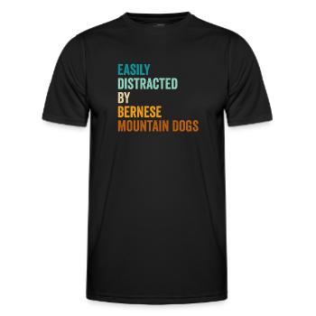 Facilement distrait par les bouviers bernois - T-shirt sport Homme - noir - Devant - AI Model Male 178 dark (178cm)