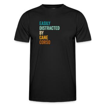 Facilement distrait par Cane Corso - T-shirt sport Homme - noir - Devant - AI Model Male 178 dark (178cm)