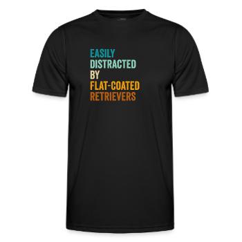 Facilement distrait par les récupérateurs à poil plat - T-shirt sport Homme - noir - Devant - AI Model Male 178 dark (178cm)