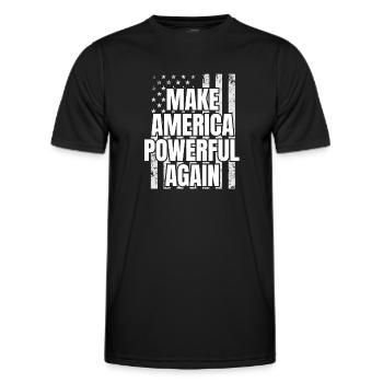 Make America Powerful Again Patriotic USA Flag - Men's Functional T-Shirt - black - Front - AI Model Male 178 dark (178cm)