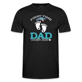 First Time Dad 2023 - Men's Functional T-Shirt - black - Front - AI Model Male 178 dark (178cm)