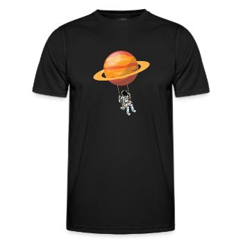 Astronaut Schaukel Planet Weltraum - Männer Funktions-T-Shirt - Schwarz - Vorne - AI Model Male 178 dark (178cm)