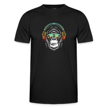 Monkey DJ mit Kopfhörer und Sonnenbrille Geschenki - Männer Funktions-T-Shirt - Schwarz - Vorne - AI Model Male 178 dark (178cm)