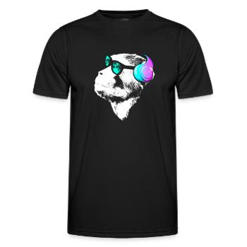 Affe DJ mit Kopfhörer und Sonnenbrille Geschenk Pa - Männer Funktions-T-Shirt - Schwarz - Vorne - AI Model Male 178 dark (178cm)