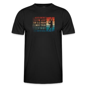 Assuming Im Just An Old Man Mistake Padel - Men's Functional T-Shirt - black - Front - AI Model Male 178 dark (178cm)